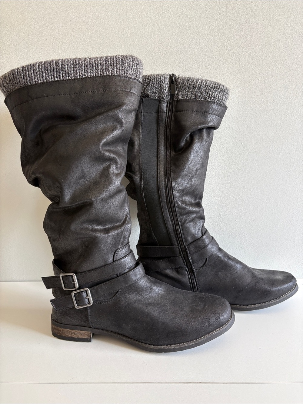 Torrid Wide Calf Sweater Knit Slouch Knee High Boots Black 12W